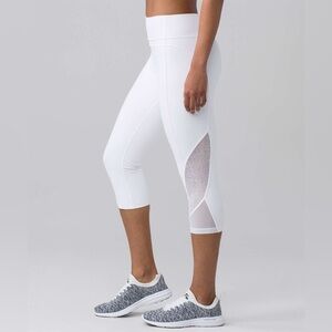 LULULEMON Twist & Train Crop 19" White Mesh Leggings Size 4